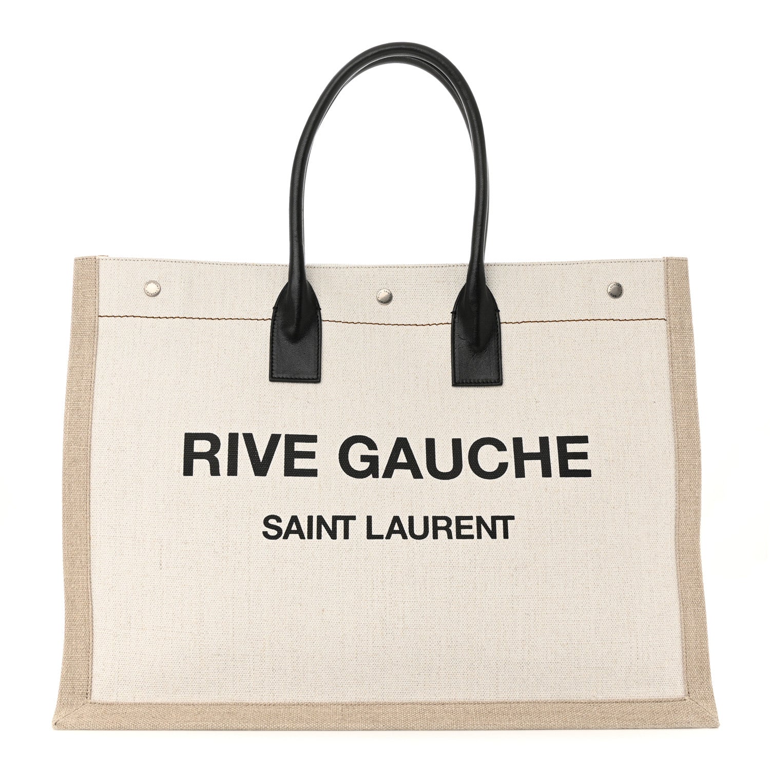 Saint Laurent Linen Calfskin Rive Gauche Tote Optic White 1 of 14