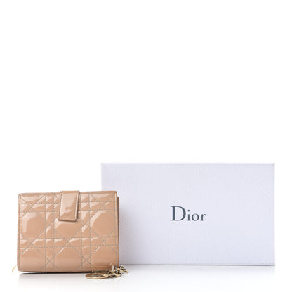 Christian Dior Patent Cannage Lady Dior Eden Wallet Beige 9 of 9