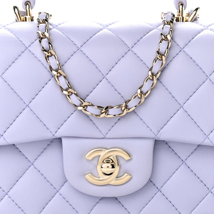 Chanel Lambskin Quilted Mini Top Handle Rectangular Flap Light Purple 10 of 11