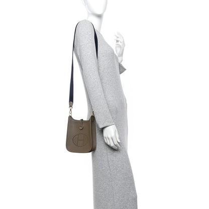 Hermes Taurillon Clemence Amazone Evelyne TPM Etoupe Bleu Indigo 2 of 13