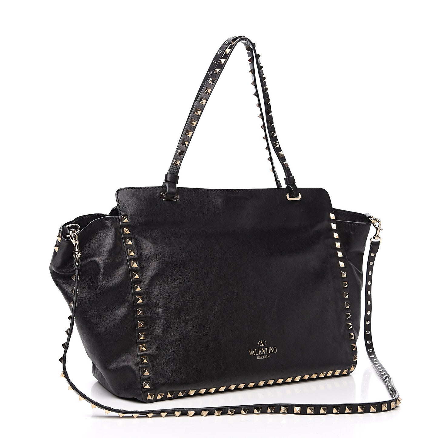 Vitello Medium Rockstud Tote Black