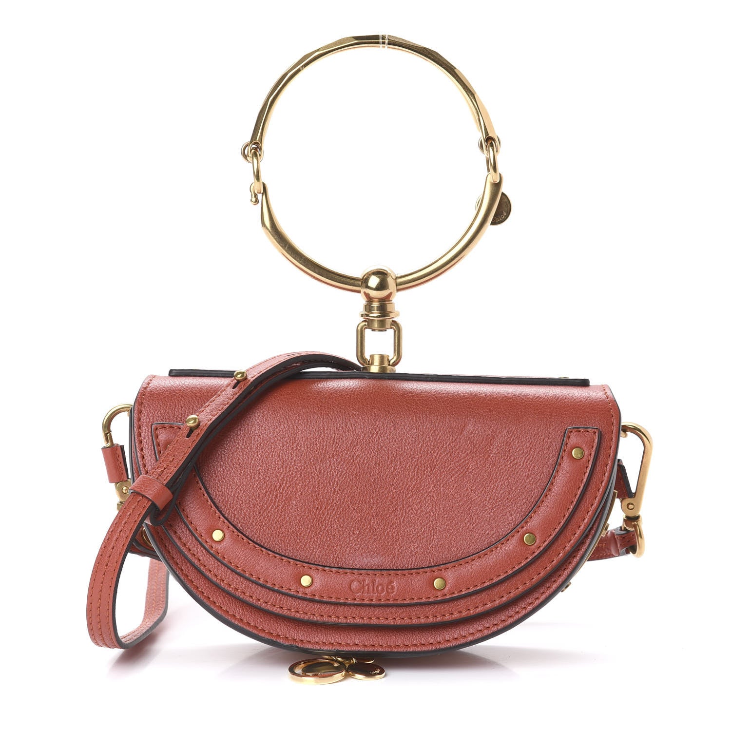 Chloe Calfskin Small Nile Bracelet Minaudiere Bag Sepia Red 1 of 9