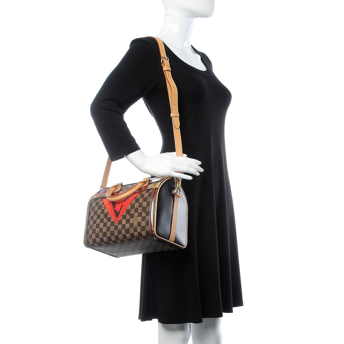Transformed Damier Ebene Time Trunk Speedy Bandouliere 25 Black
