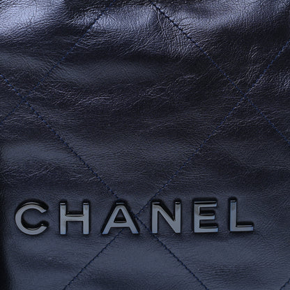 Chanel Metallic Calfskin Quilted Small Chanel 22 Navy Blue 9 of 11