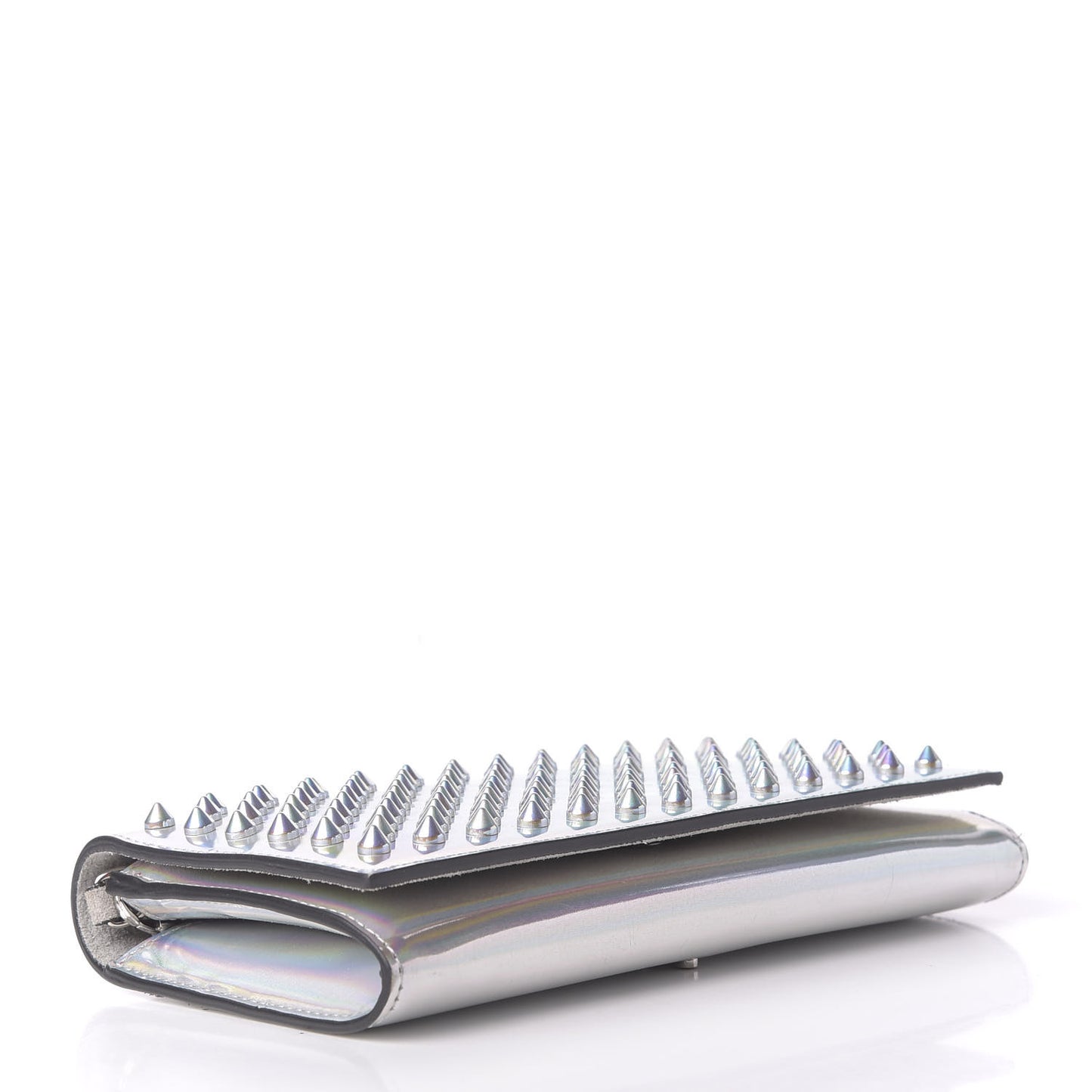 Calfskin Glitter Givre Spikes Boudoir Chain Wallet Perle Platine