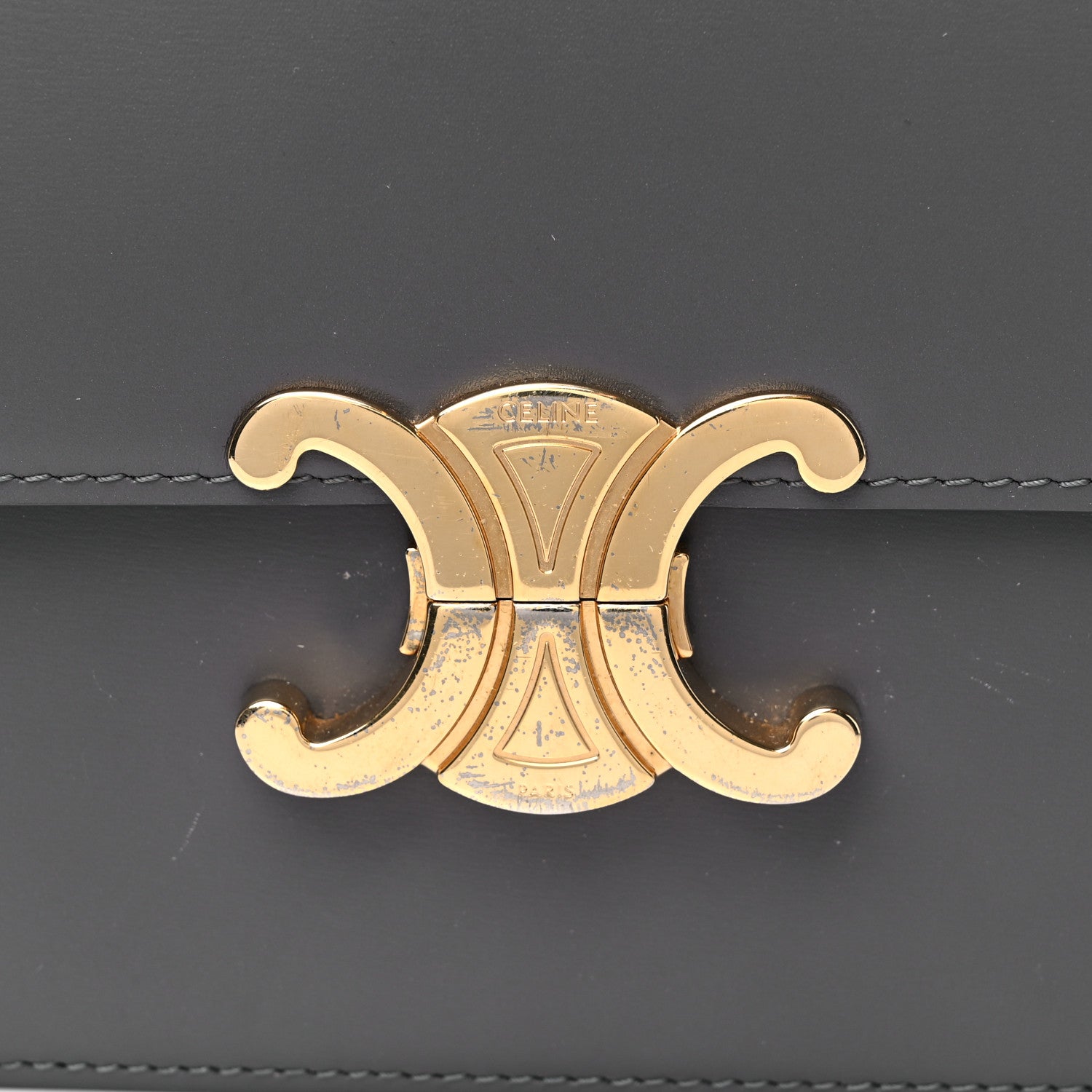 Celine Shiny Calfskin Medium Triomphe Grey 16 of 21