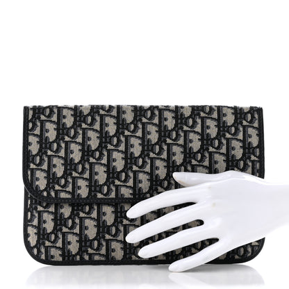 Christian Dior Oblique Flap Pouch Clutch Blue 2 of 8