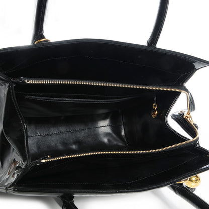 Chanel Patent Chevron Top Handle Bag Black 5 of 8
