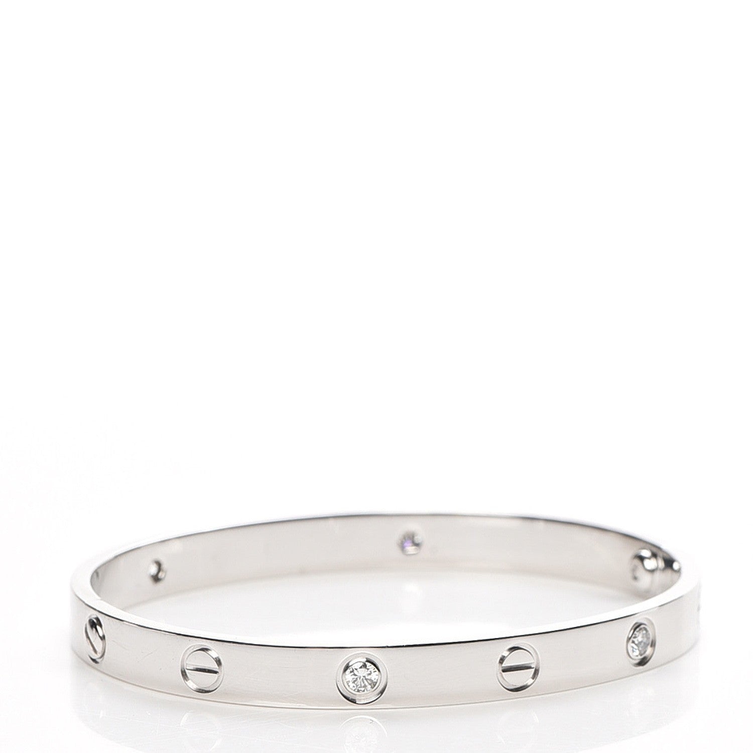 Cartier 18K White Gold 4 Diamond LOVE Bracelet 17 3 of 7