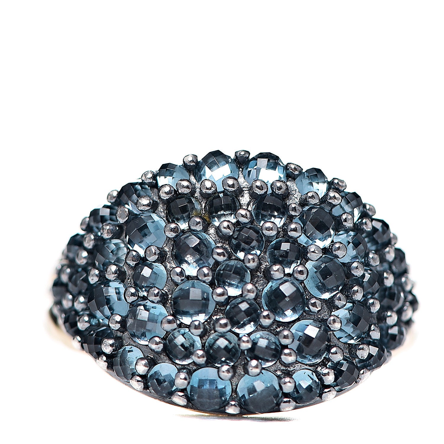 David Yurman Sterling Silver 18K Yellow Gold Blue Topaz Berries Pinky Ring 51 5.75 1 of 5