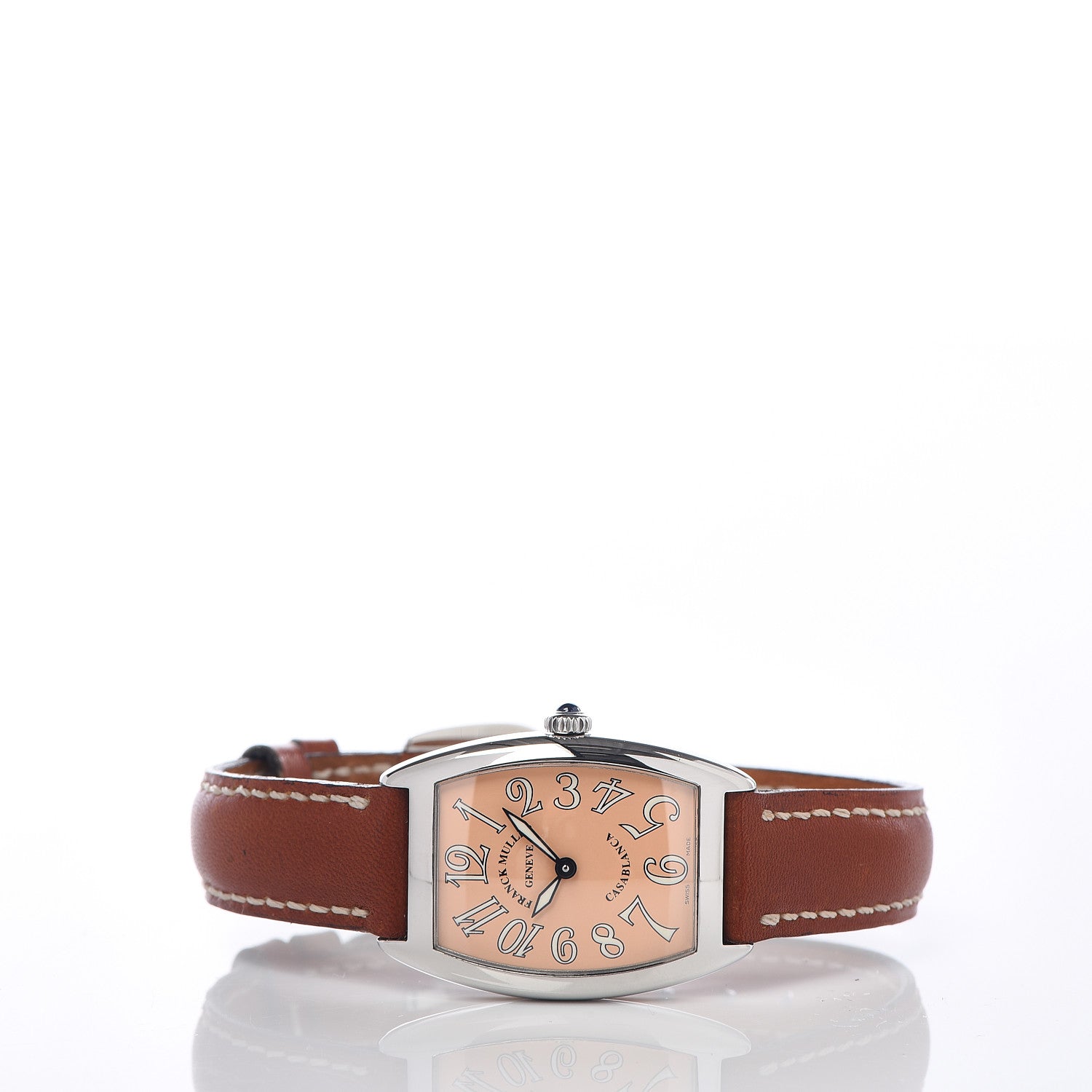 Franck Muller Stainless Steel Calfskin 25mm Cintree Curvex Automatic Watch Salmon 6850C 3 of 9