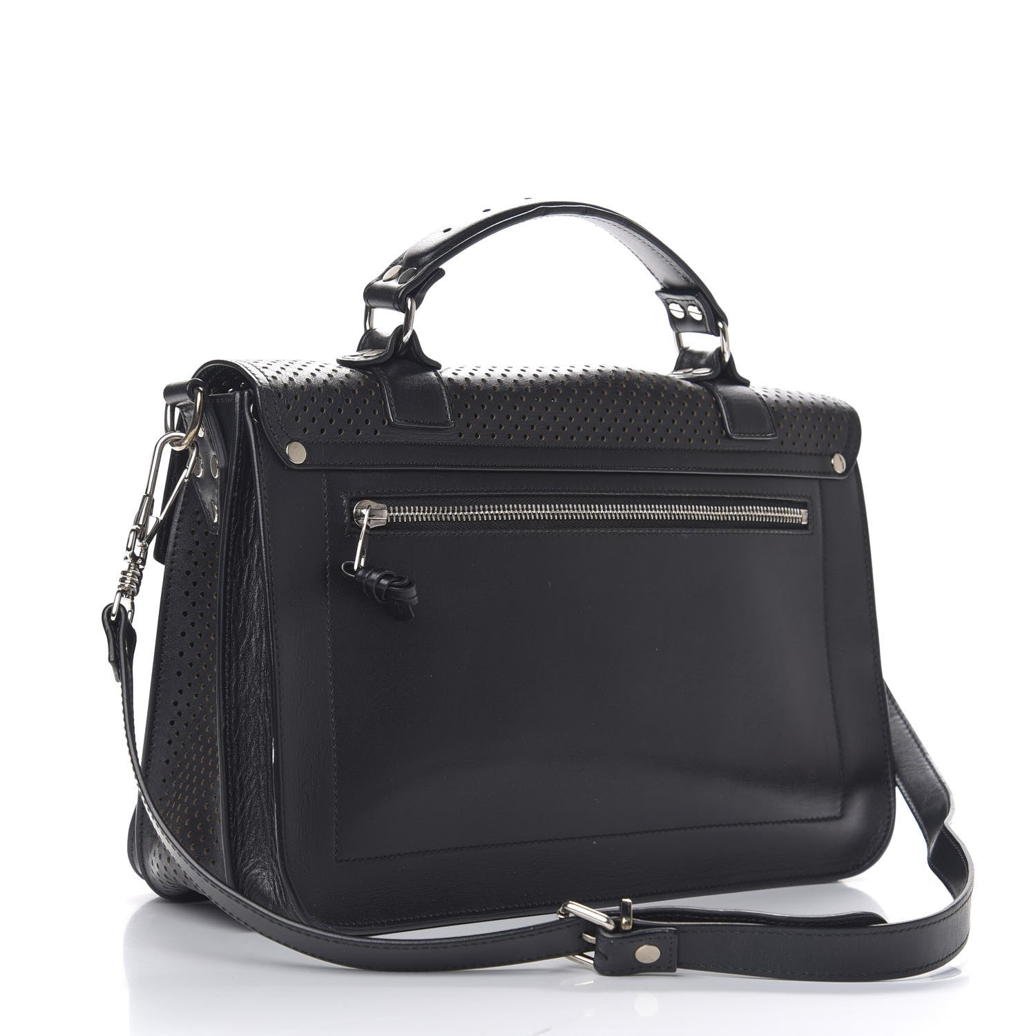 Proenza Schouler Lambskin Perforated Medium PS1 Satchel Black 2 of 14