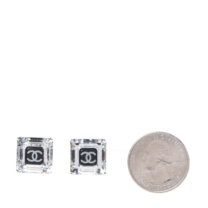 Chanel Lucite CC Square Charm Earrings Black 2 of 5