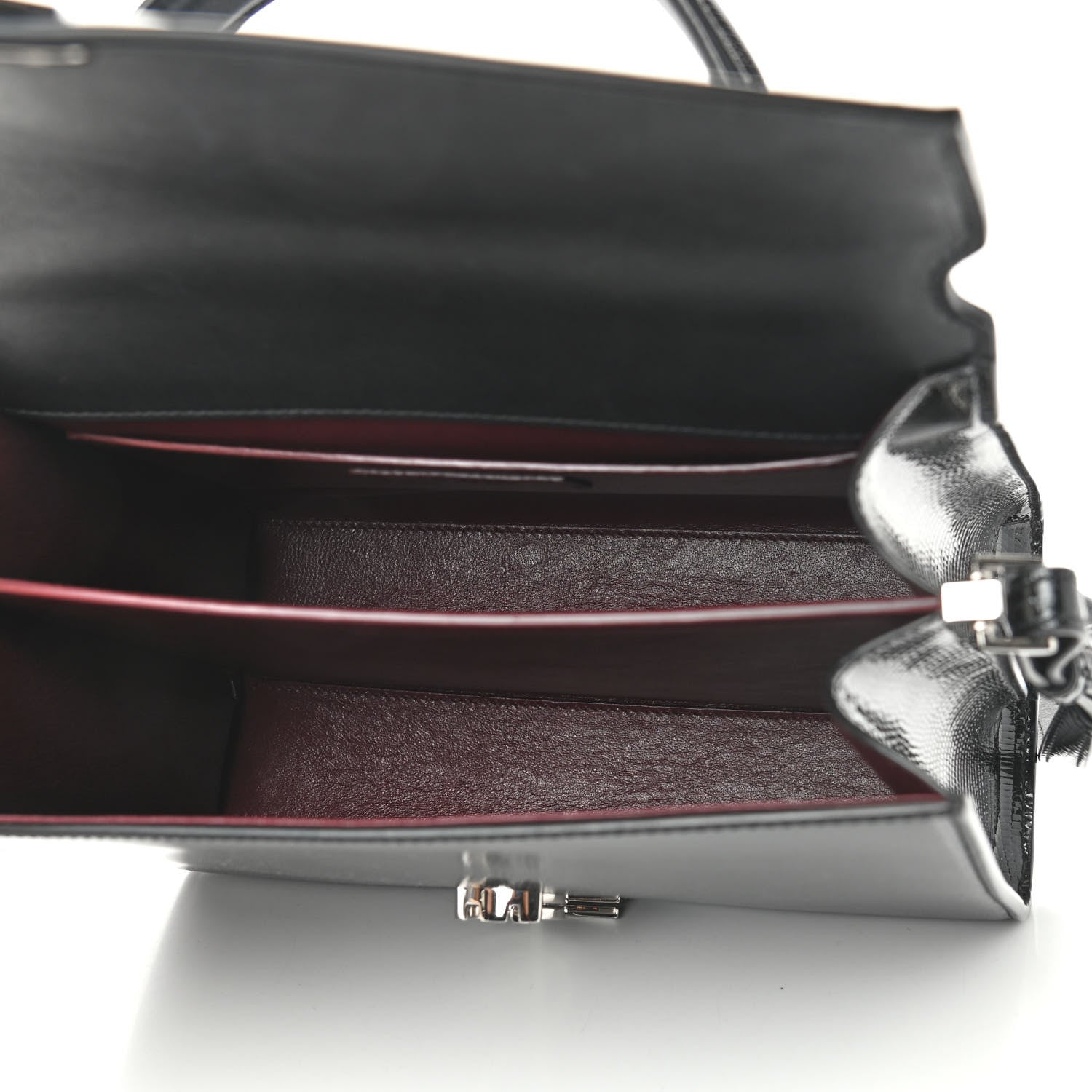 Saint Laurent Calfskin Lizard Embossed Medium Classic Monogram Cassandra Top Handle Black Rouge Legion 7 of 22