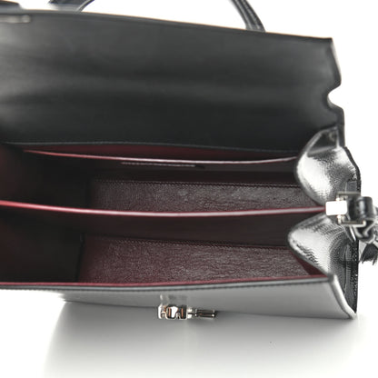 Saint Laurent Calfskin Lizard Embossed Medium Classic Monogram Cassandra Top Handle Black Rouge Legion 7 of 22