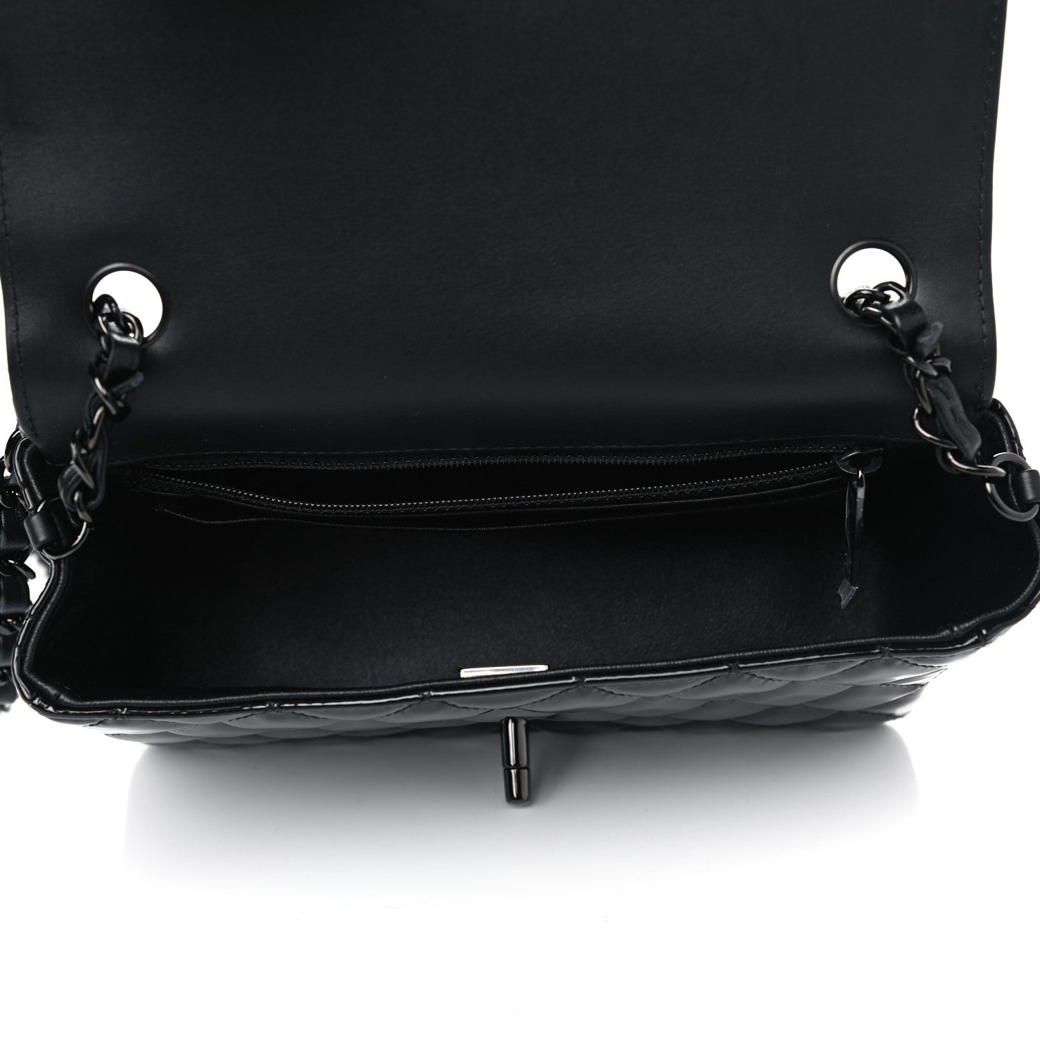 Chanel Patent Calfskin Quilted Mini Rectangular Flap So Black 4 of 4