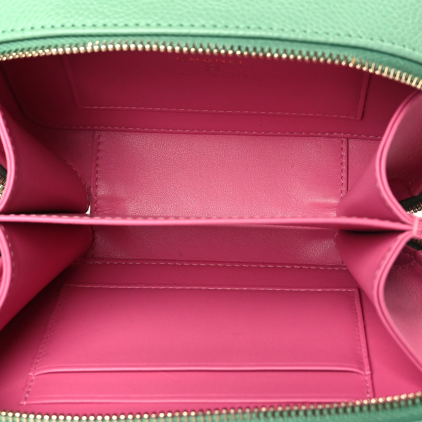 Caviar Quilted Filigree Vanity Clutch With Chain Pink Light Blue Green