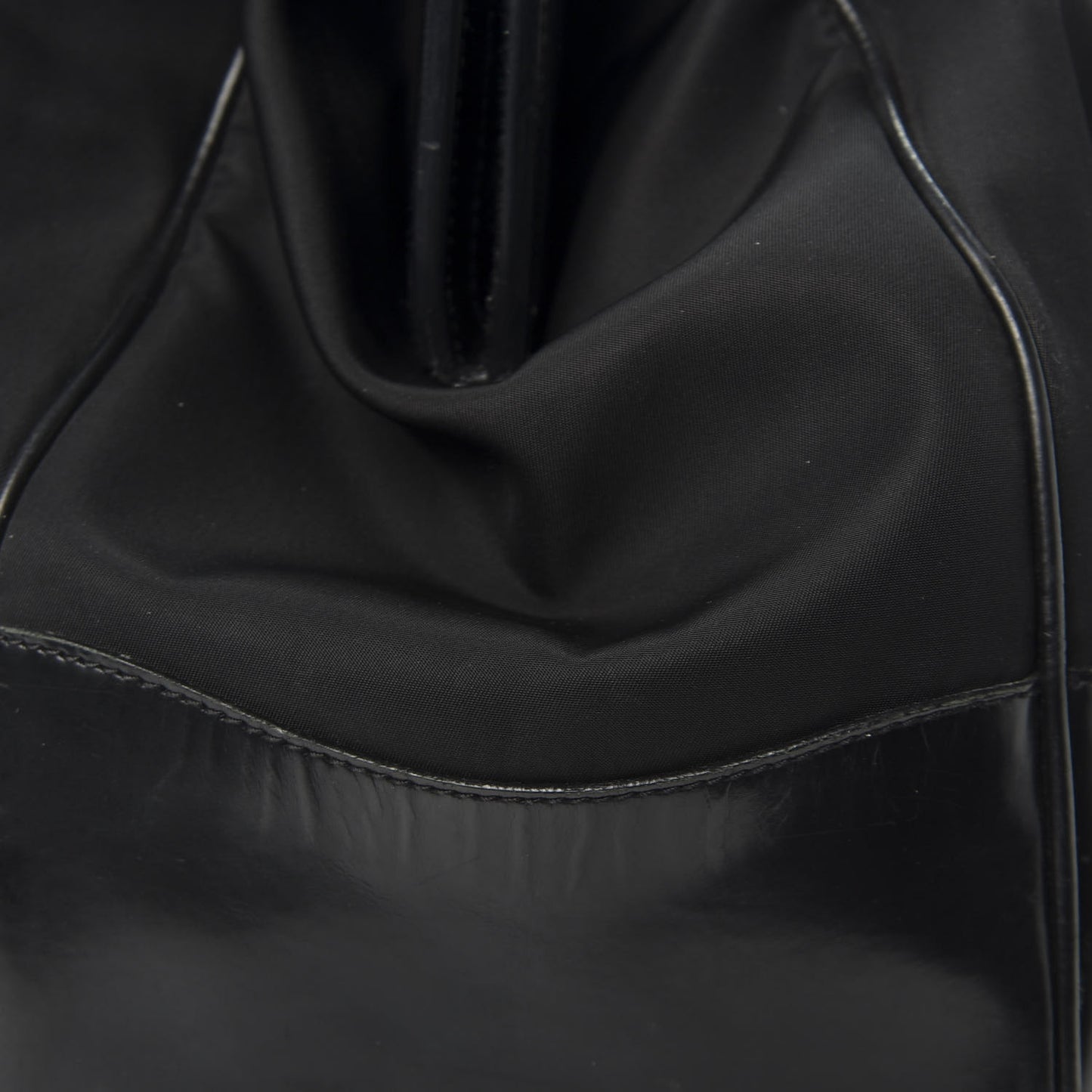 Tessuto Nylon Calfskin Frame Satchel Black