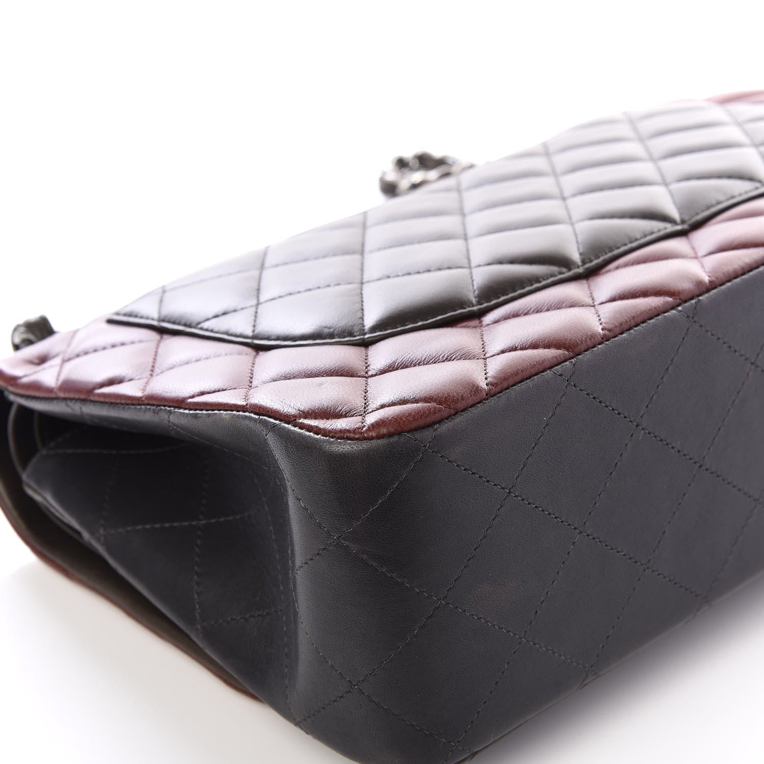 Chanel Lambskin Quilted Jumbo Tri-Color Double Flap Burgundy 7 of 11