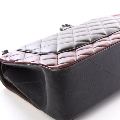 Chanel Lambskin Quilted Jumbo Tri-Color Double Flap Burgundy 7 of 11