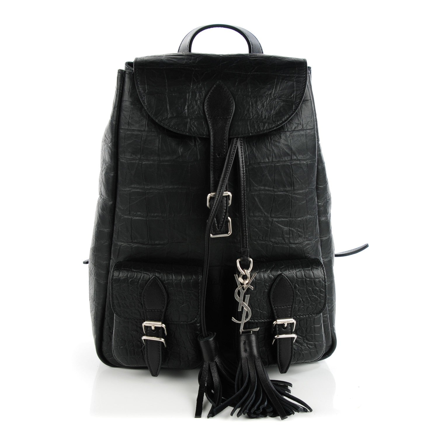 Saint Laurent Crocodile Embossed Lambskin Festival Backpack Black 1 of 7