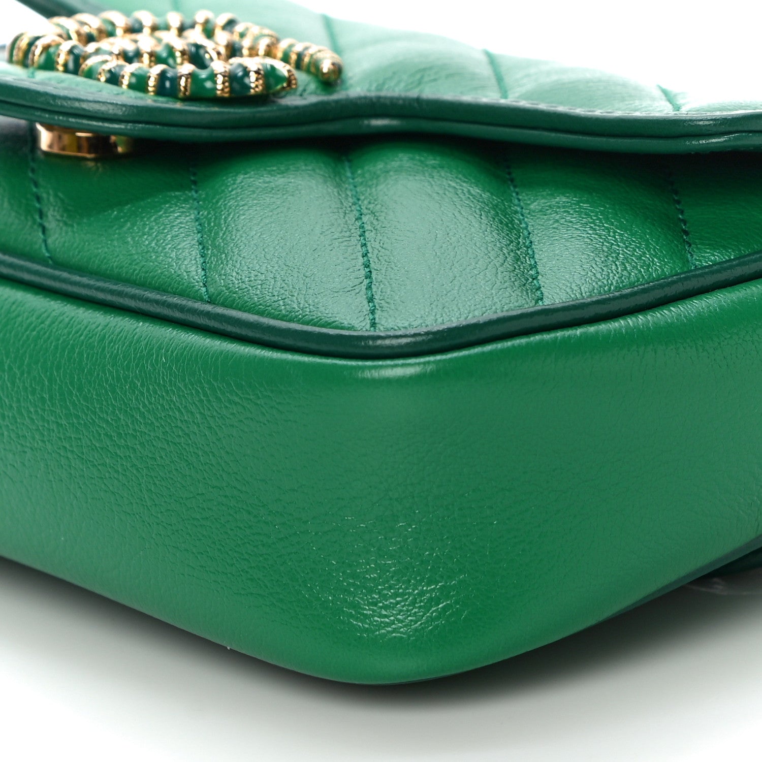 Gucci Azalea Calfskin Enamel Matelasse Diagonal Super Mini Torchon GG Marmont Shoulder Bag New Shamarock Emerald 10 of 11