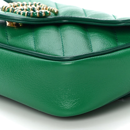 Gucci Azalea Calfskin Enamel Matelasse Diagonal Super Mini Torchon GG Marmont Shoulder Bag New Shamarock Emerald 10 of 11