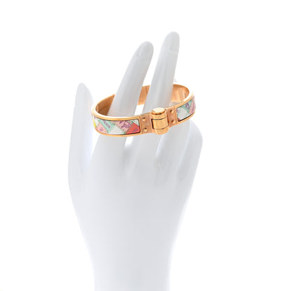 Hermes Enamel Printed Narrow Bolduc Au Carre Hinged Bracelet S 2 of 4