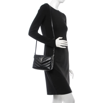 Saint Laurent Calfskin Y Quilted Monogram Toy Loulou Crossbody Bag Black 2 of 7