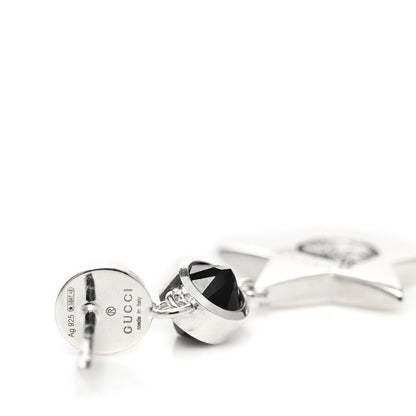 Gucci Sterling Silver Black Spinel Blind for Love Star Drop Earrings 4 of 5