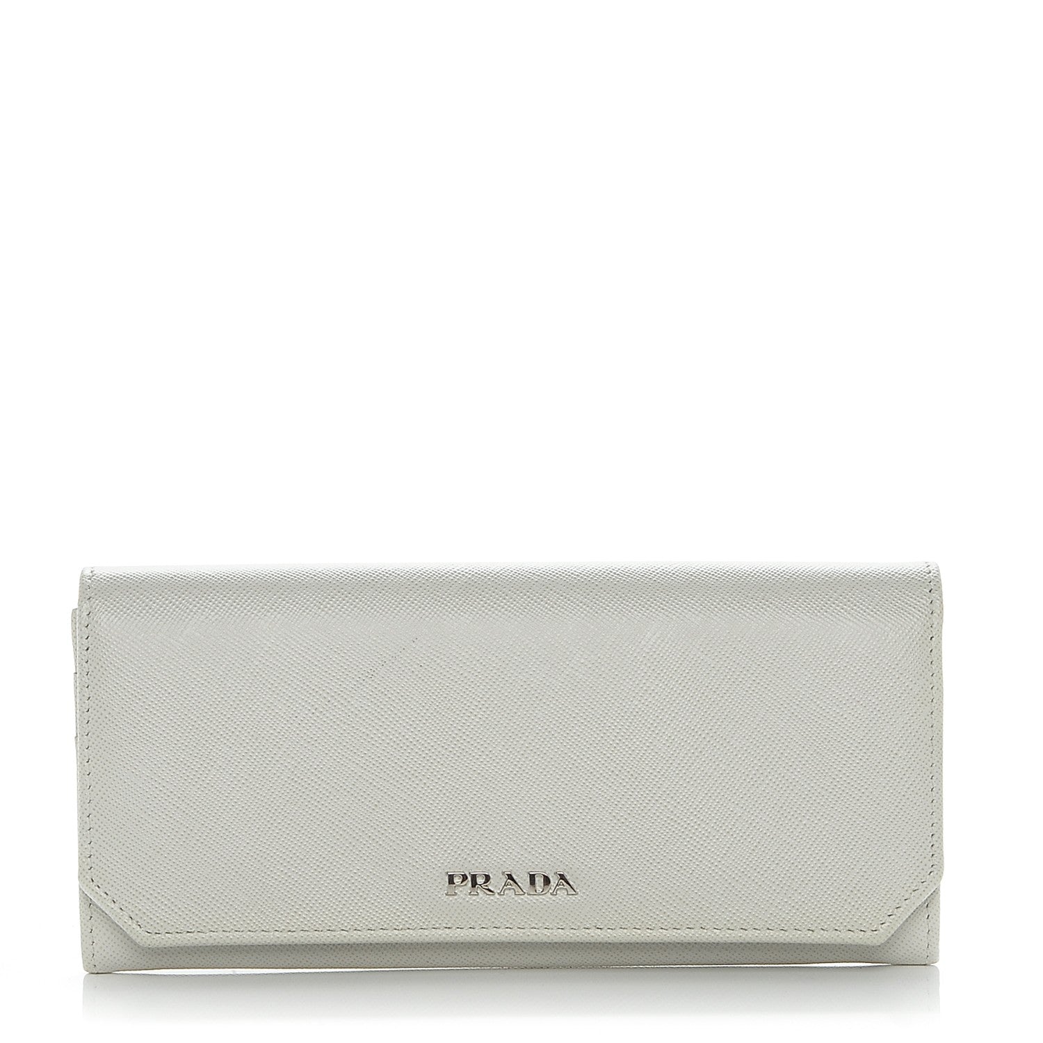 Prada Saffiano Corner Continental Flap Wallet Talco Black 1 of 6