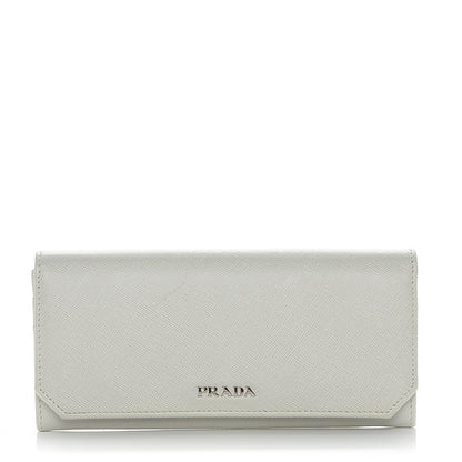 Prada Saffiano Corner Continental Flap Wallet Talco Black 1 of 6