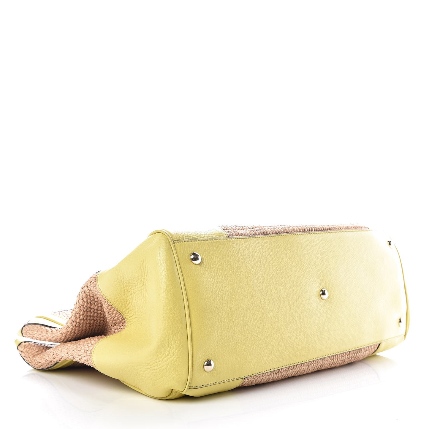 Calfskin Straw Large Bamboo Shopper Tote Citrus