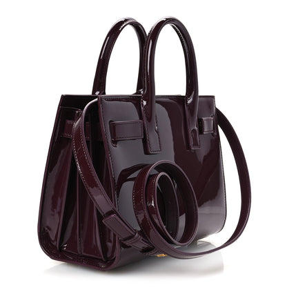 Saint Laurent Patent Nano Sac de Jour Dark Red Wine 3 of 10