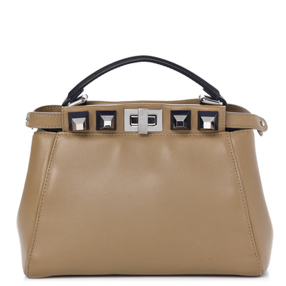 Fendi Nappa Bi-Color Studded Mini Peekaboo Iconic Satchel Cuoio Blue 1 of 9