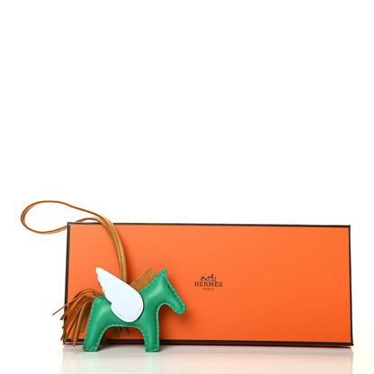 Hermes Milo Lambskin Grigri Rodeo Pegase Horse Bag Charm PM Menthe Sesame Bleu Brume 5 of 5