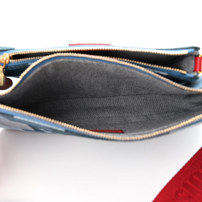 Louis Vuitton Denim Damier Monogram Patchwork Multi Pochette Accessories Blue Rouge 5 of 11