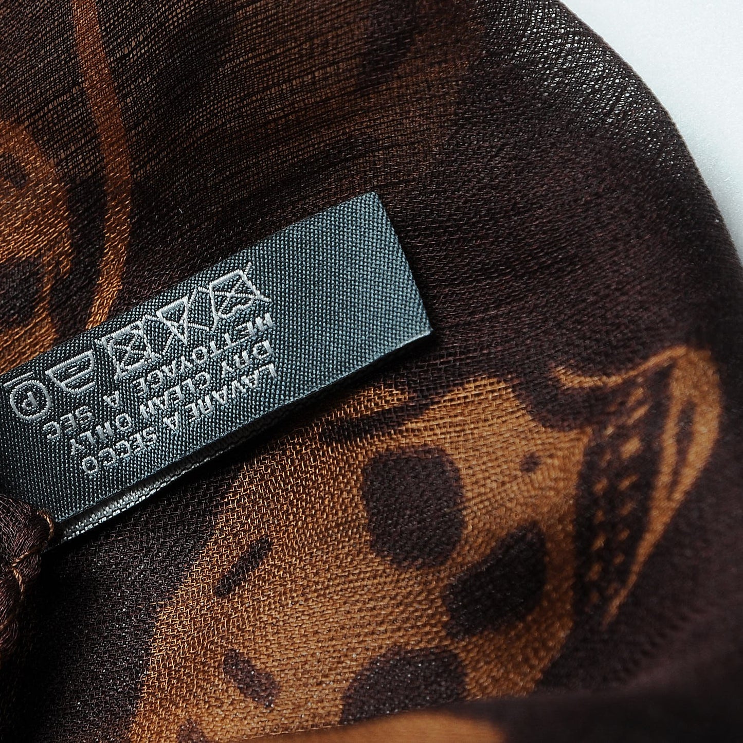 Silk Chiffon Skull Scarf Dark Brown