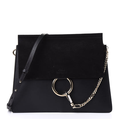 Chloe Suede Calfskin Medium Faye Shoulder Bag Black 1 of 4