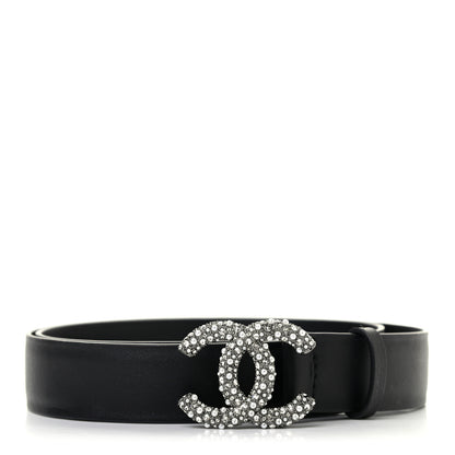 Chanel Calfskin Crystal Pearl Caviar CC Belt 85 34 Black 1 of 5