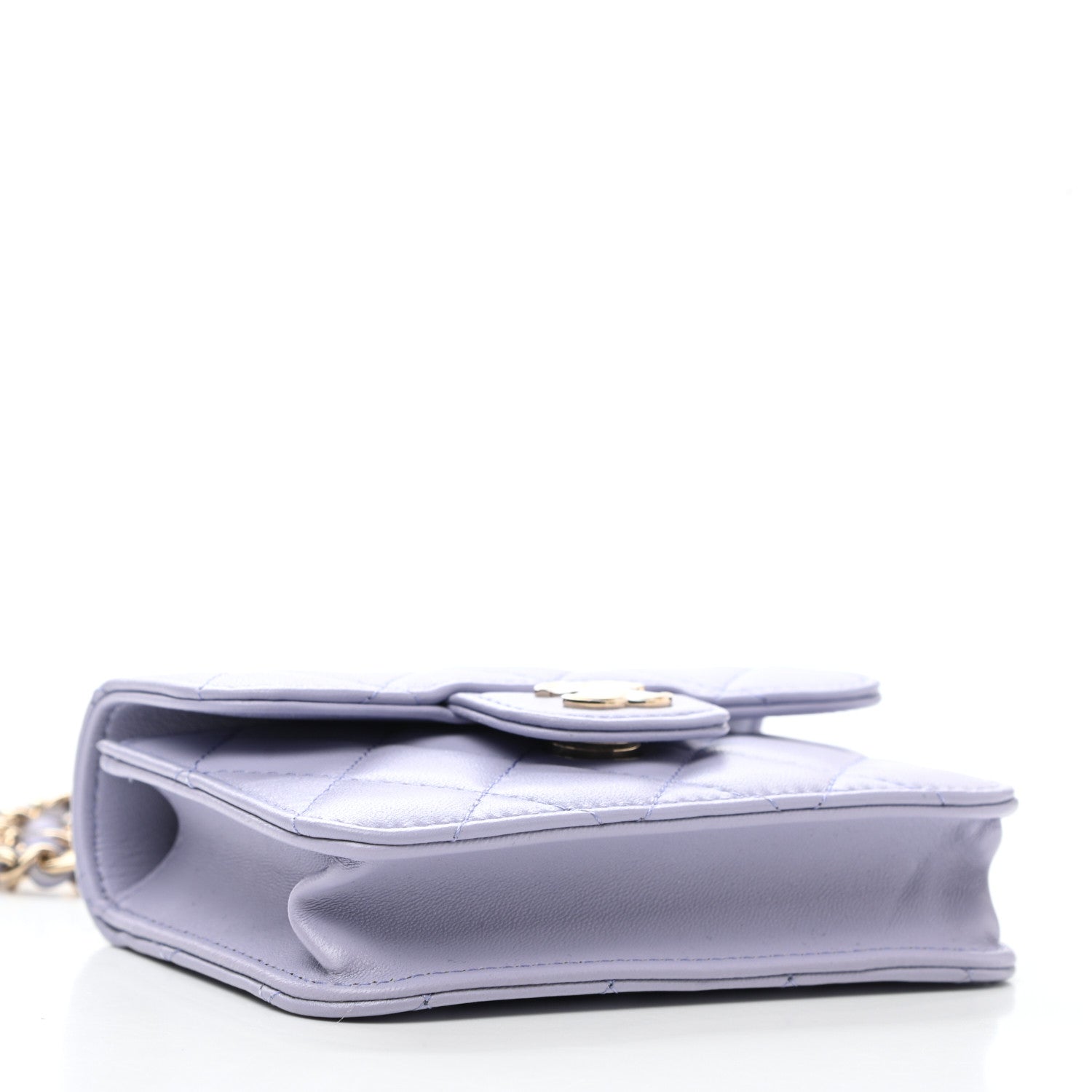 Chanel Lambskin Quilted Top Handle Flap Coin Purse With Chain Light Purple 4 of 11