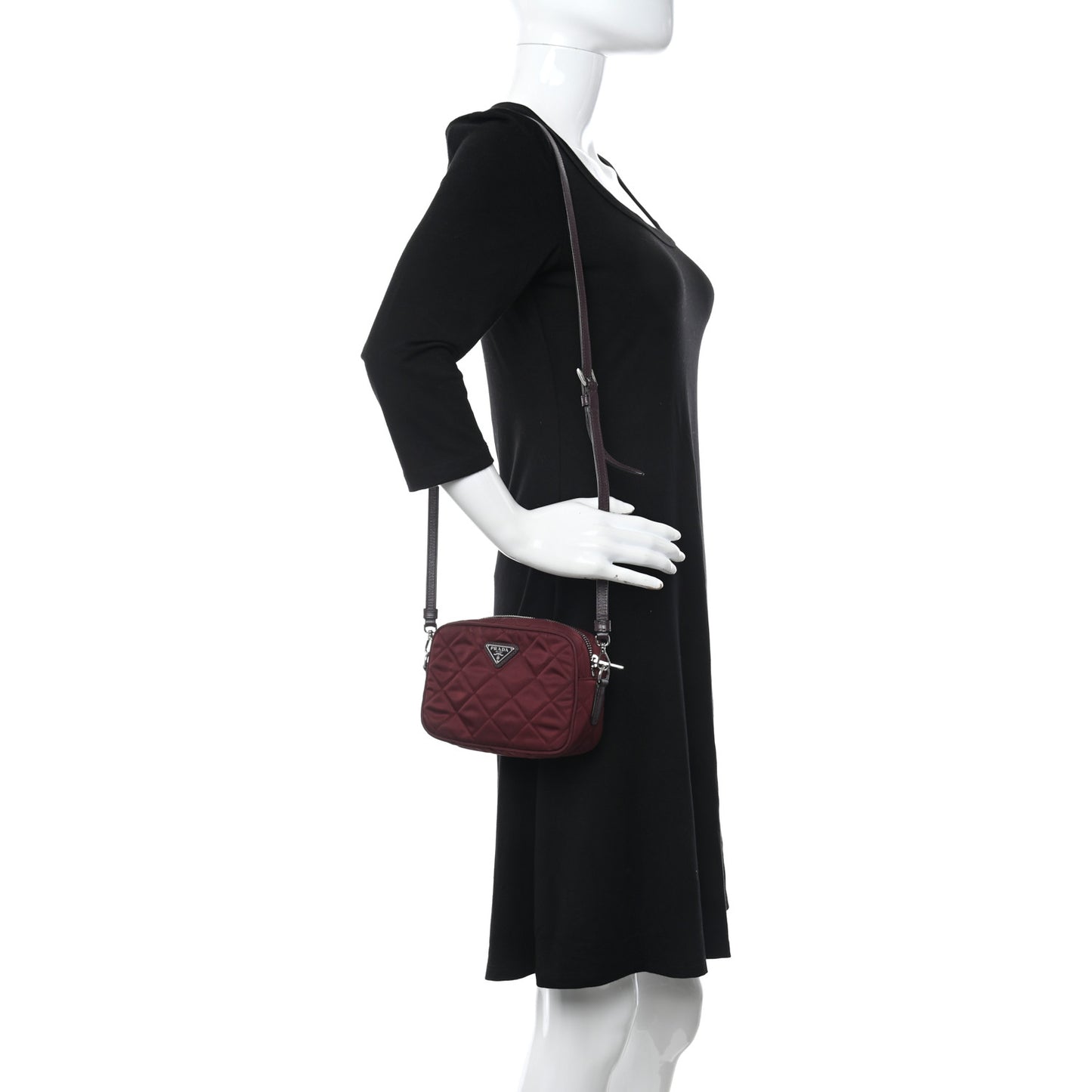 Nylon Tessuto Impuntu Quilted Crossbody Bag Granato