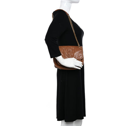 Saint Laurent Crinkled Calfskin Matelasse Monogram Baby Niki Chain Satchel Light Caramel 2 of 10