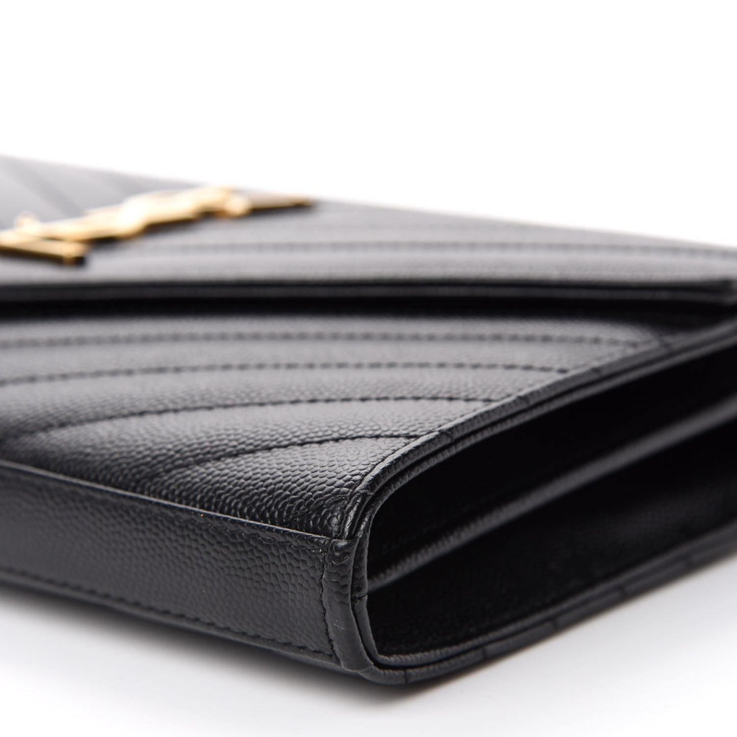 Grain De Poudre Matelasse Chevron Monogram Chain Wallet Black