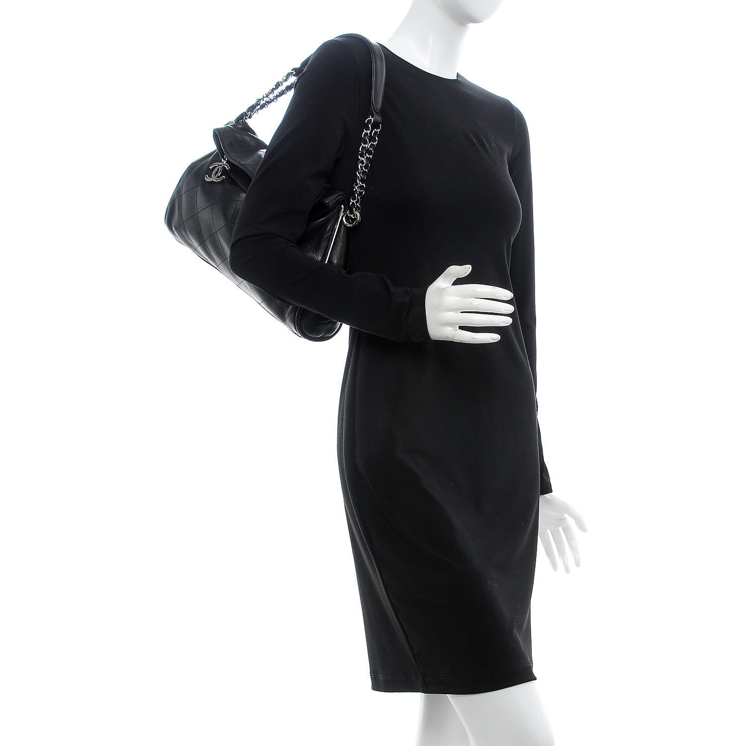 Chanel Lambskin Stitched Medium Ultimate Soft Tote Black 2 of 13