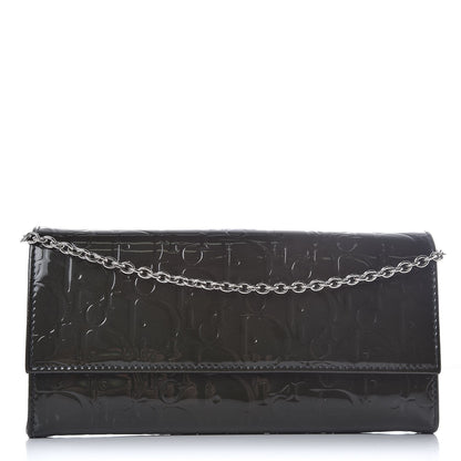 Christian Dior Patent Ultimate Rendezvous Chain Wallet Dark Green 1 of 7
