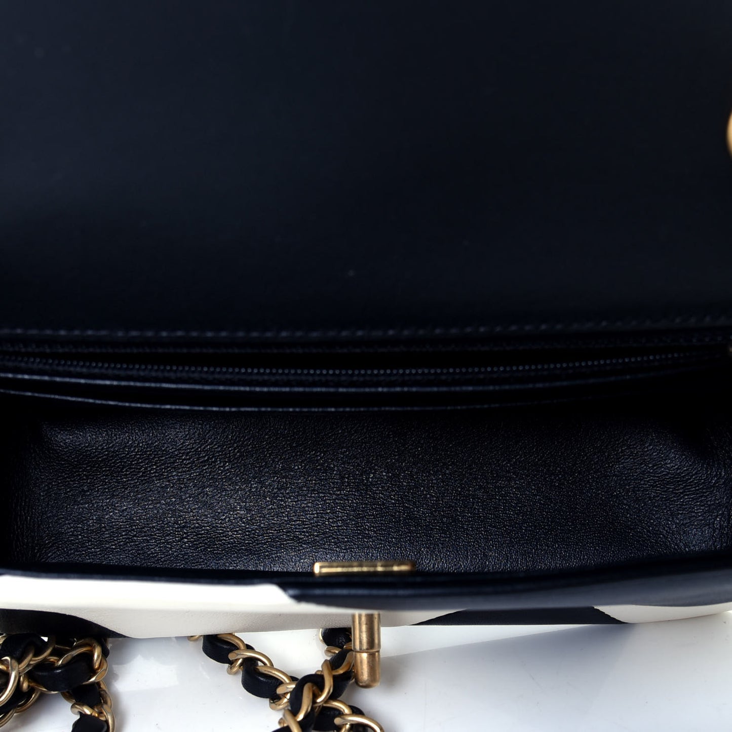 Lambskin Geometric Patchwork Mini Flap Black White