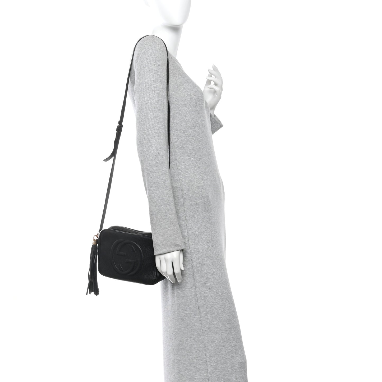 Pebbled Calfskin Small Soho Disco Bag Black