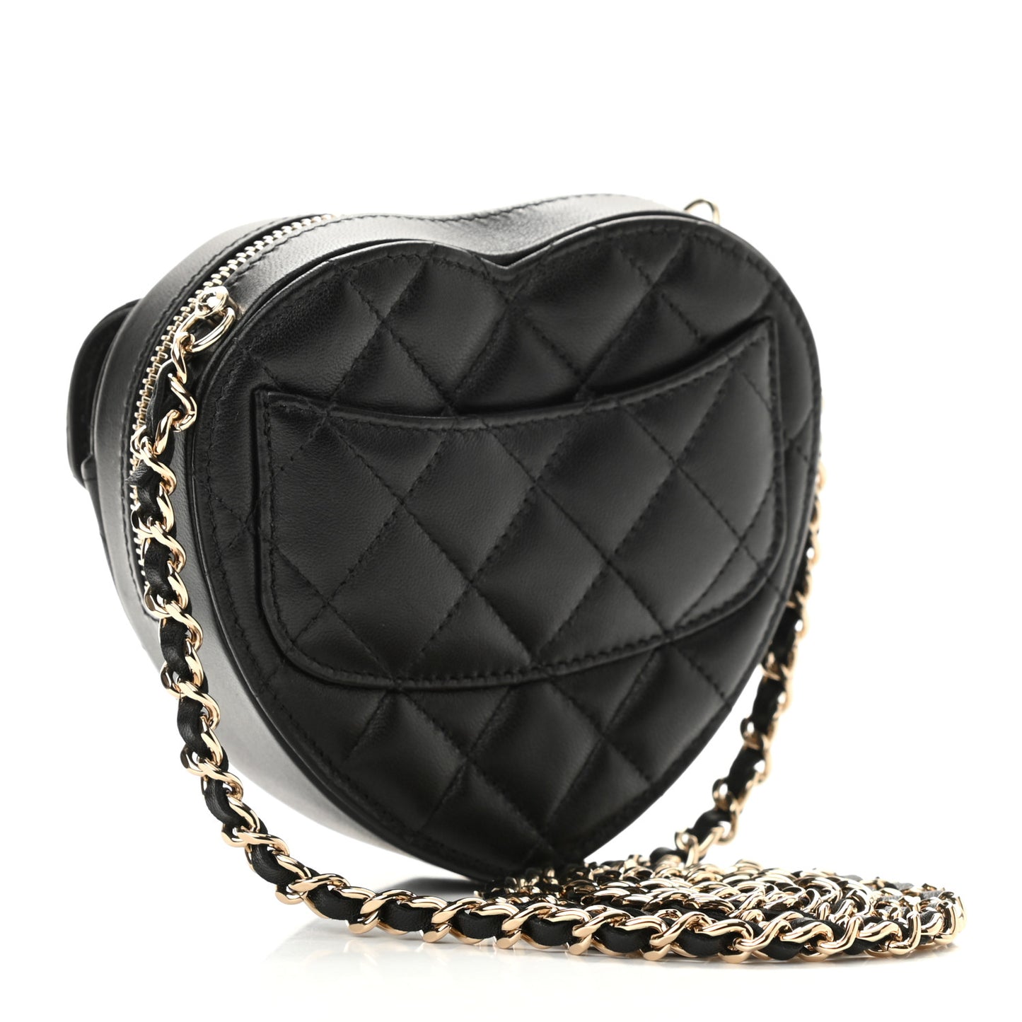 Lambskin Quilted CC In Love Heart Clutch With Chain Black