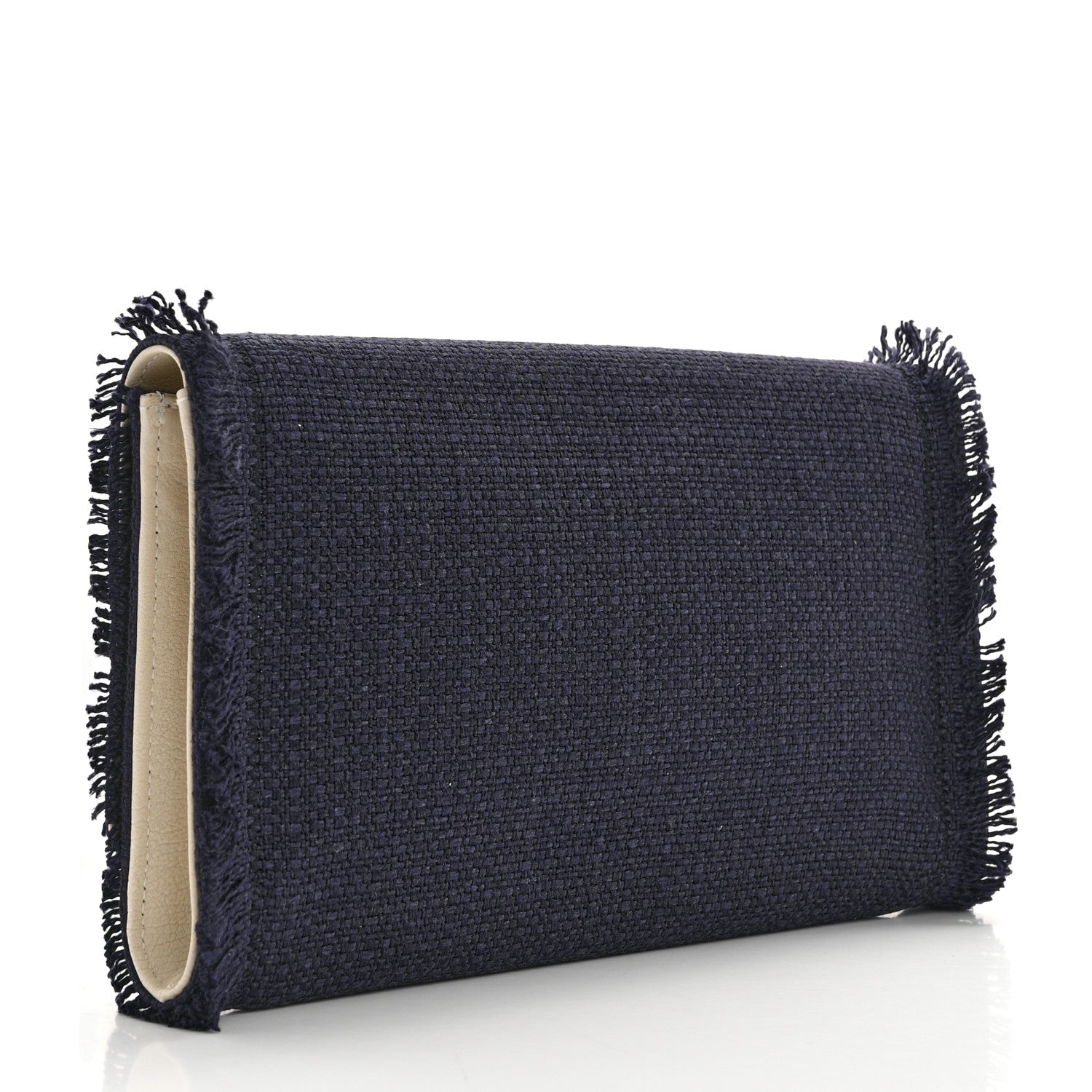 Saint Laurent Raffia Monogram Large Belle De Jour Clutch Blue 3 of 8